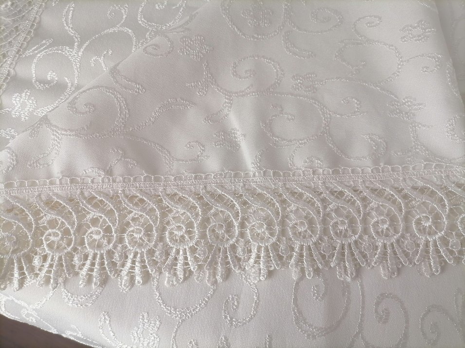 İşlemeli Beyaz Bohem Masa Örtüsü - Görsel 4