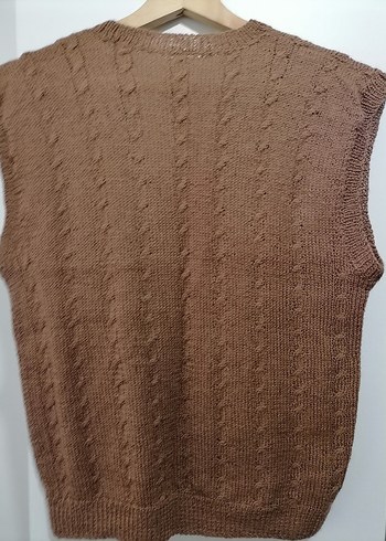 Bohem V Yaka Kahverengi Örgü Süveter - Görsel 6