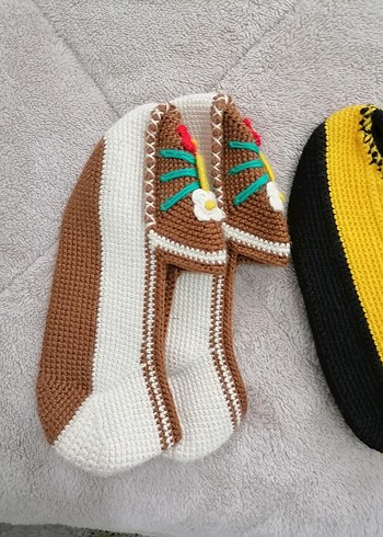 Renkli Nakışlı Örgü  patik çorap - Görsel 4