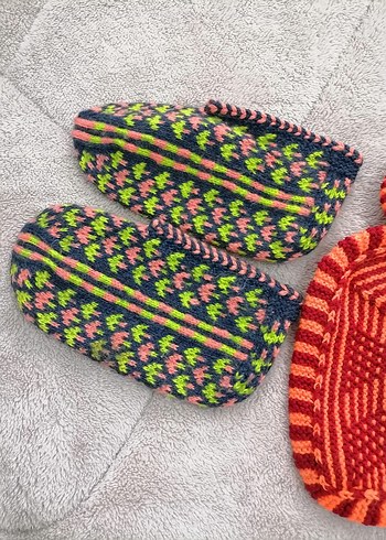 Renkli Nakışlı Örgü  patik çorap - Görsel 9