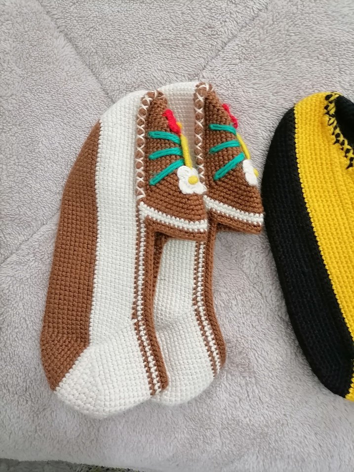 Renkli Nakışlı Örgü  patik çorap - Görsel 4