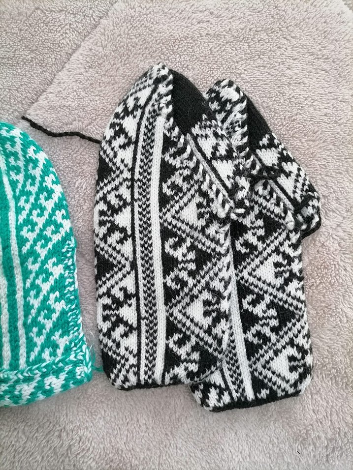 Turkuaz Bohem Desenli Kız Örgü  patik çorap - Görsel 3