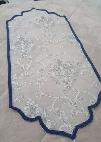 Nakışlı Gri Beyaz Masa Örtüsü - Görsel 6