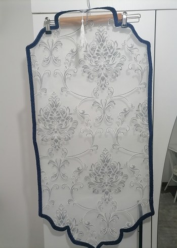 Nakışlı Gri Beyaz Masa Örtüsü - Görsel 8