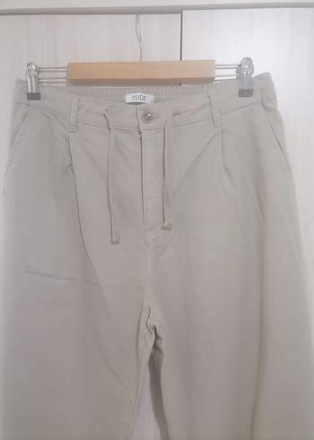 Bej Rahat Kesim Keten erkek Pantolon - Görsel 4