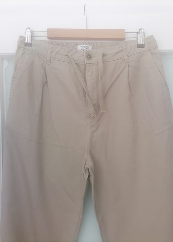 Bej Rahat Kesim Keten erkek Pantolon - Görsel 2