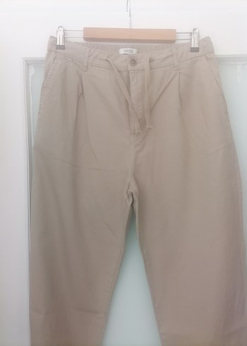 Bej Rahat Kesim Keten erkek Pantolon - Görsel 3