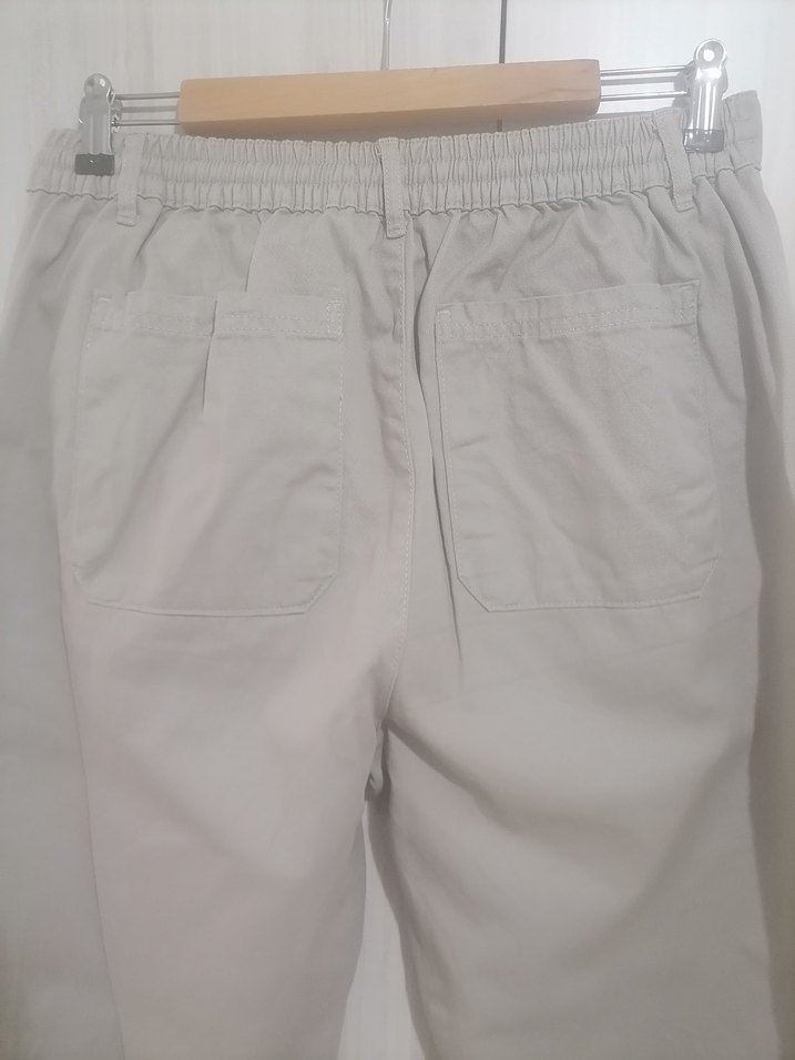 Bej Rahat Kesim Keten erkek Pantolon - Görsel 5