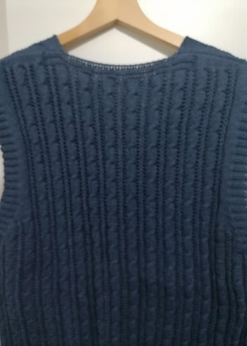 V Yaka Lacivert Örgü Kadın yelek - Görsel 6