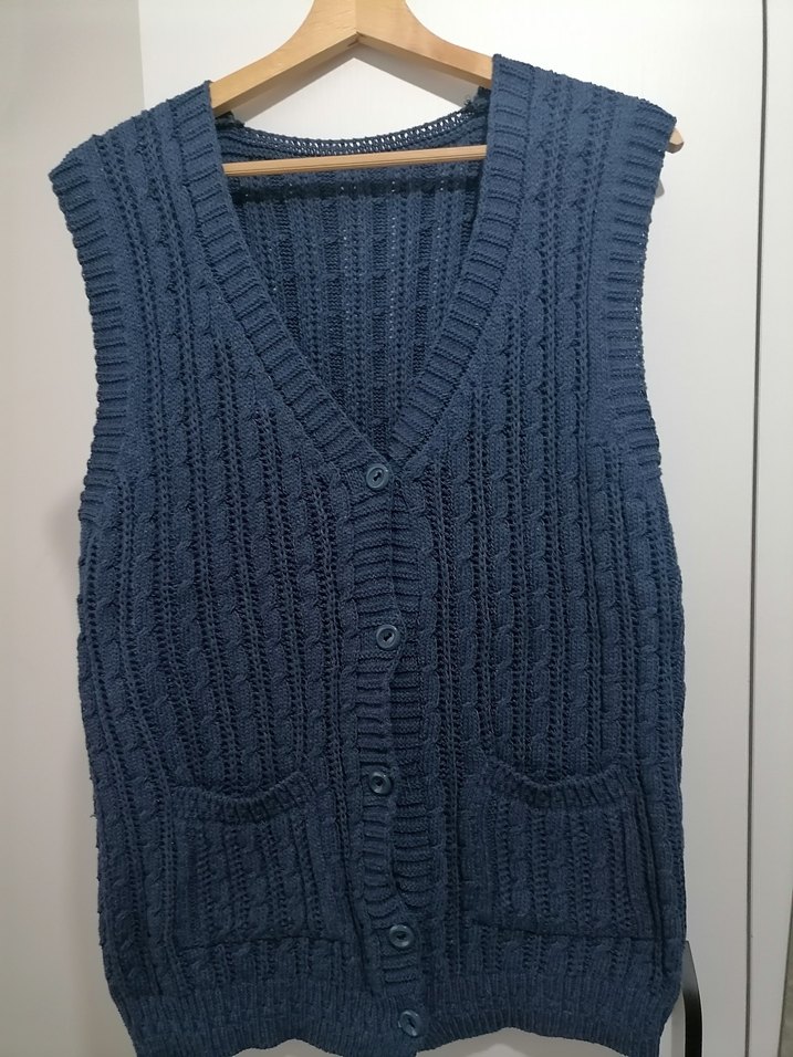 V Yaka Lacivert Örgü Kadın yelek - Görsel 4