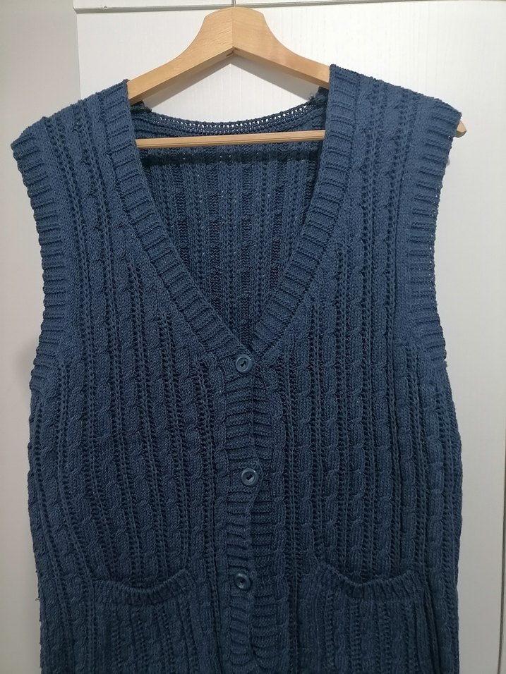 V Yaka Lacivert Örgü Kadın yelek - Görsel 3