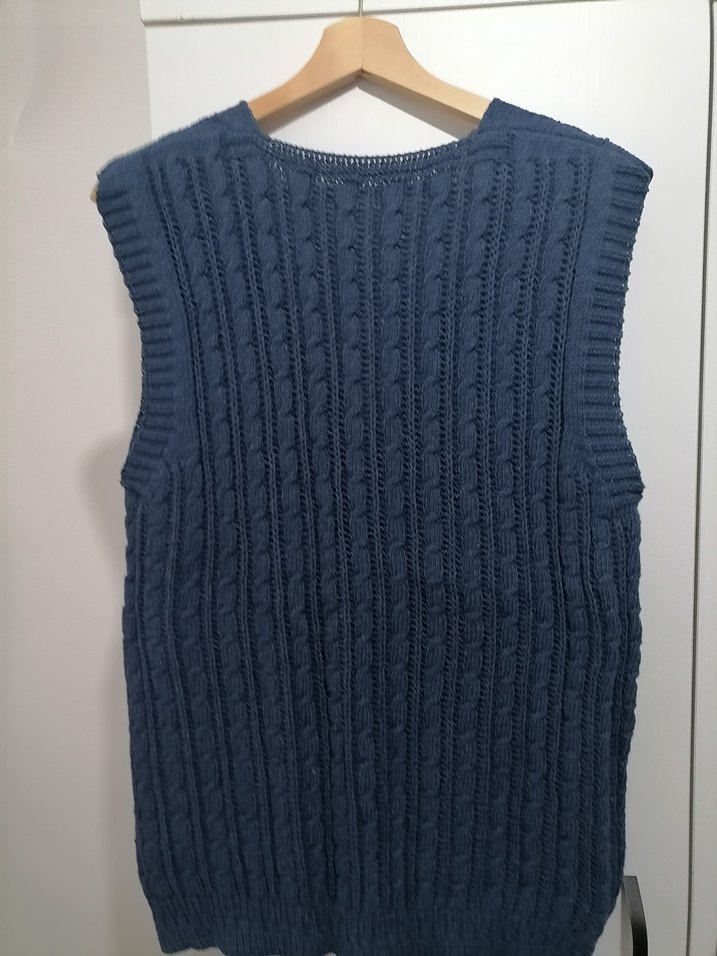 V Yaka Lacivert Örgü Kadın yelek - Görsel 5