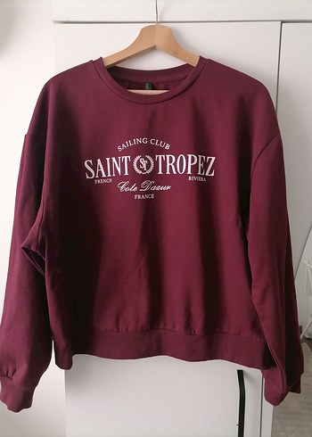 Bordo Baskılı Kadın Sweatshirt - Görsel 5
