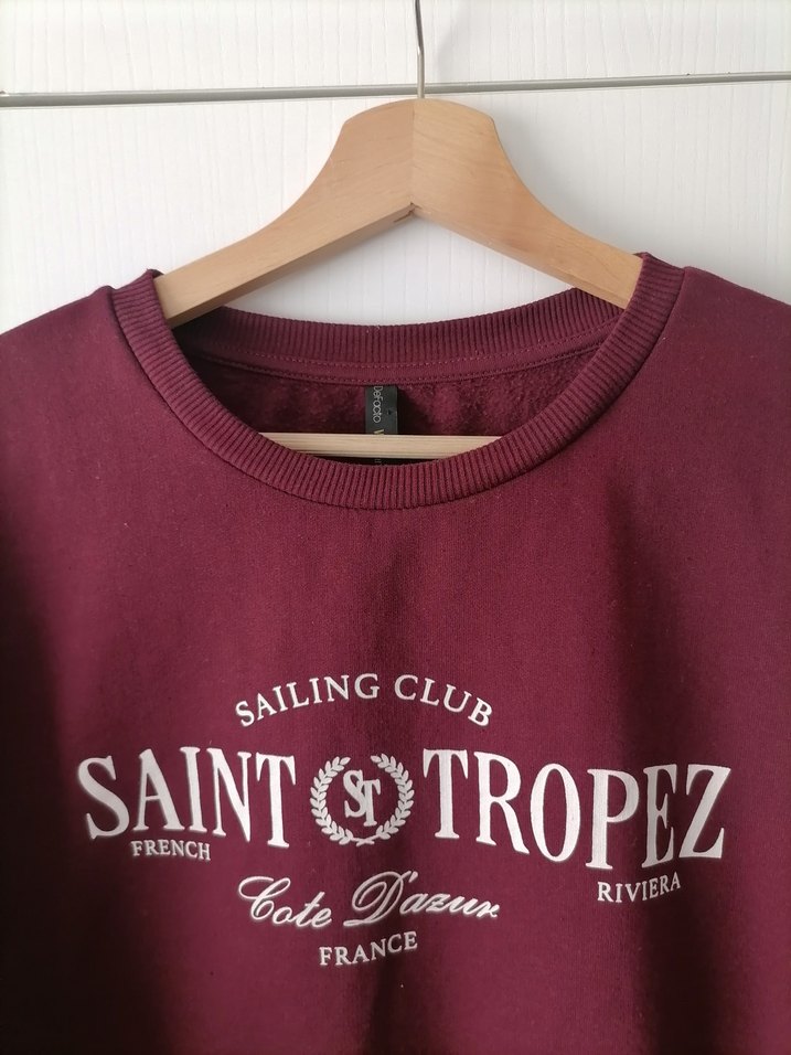 Bordo Baskılı Kadın Sweatshirt - Görsel 2