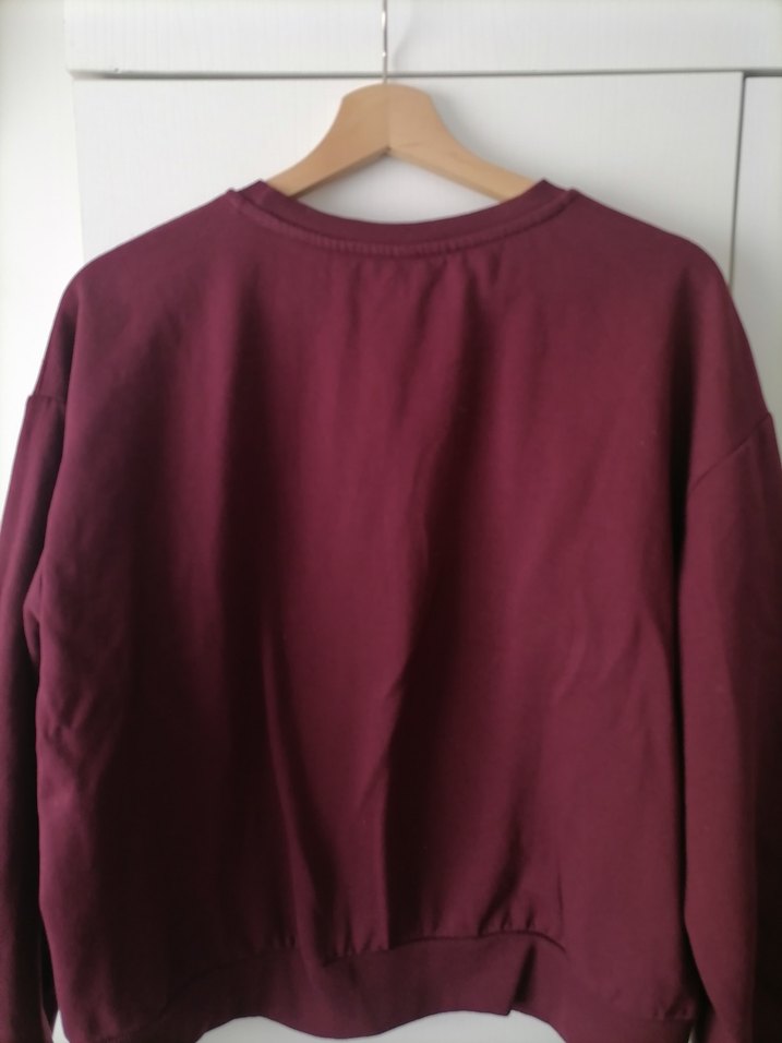 Bordo Baskılı Kadın Sweatshirt - Görsel 4