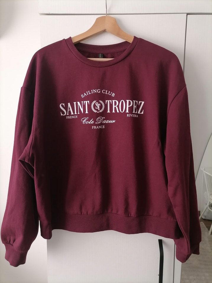 Bordo Baskılı Kadın Sweatshirt - Görsel 5