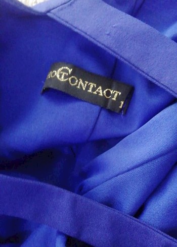 Mavi Uzun Askılı Drapeli Abiye Elbise - Görsel 4