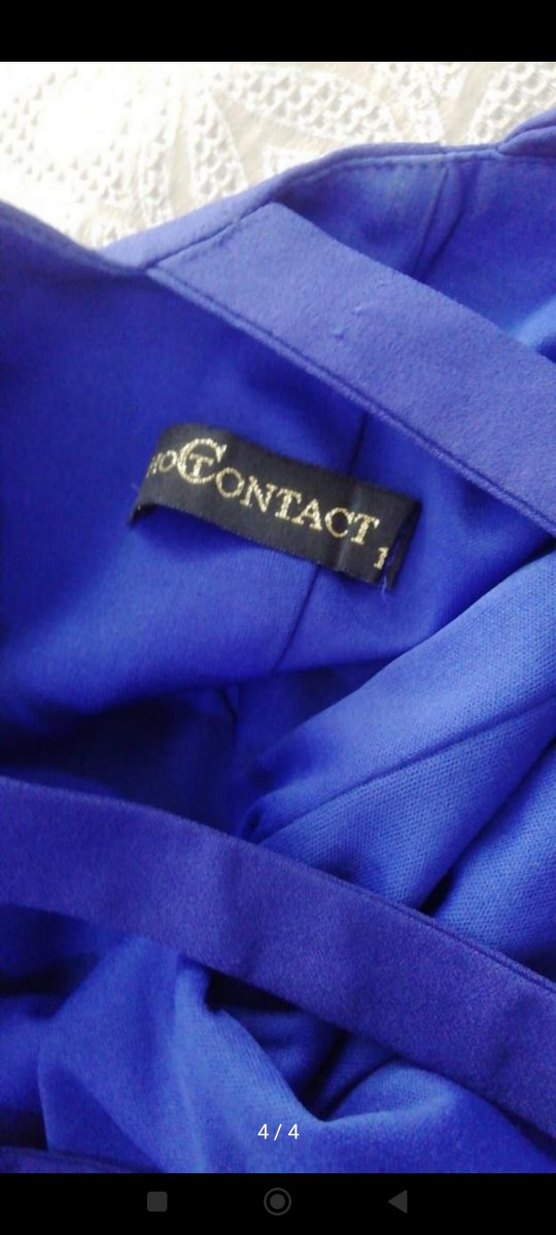 Mavi Uzun Askılı Drapeli Abiye Elbise - Görsel 4