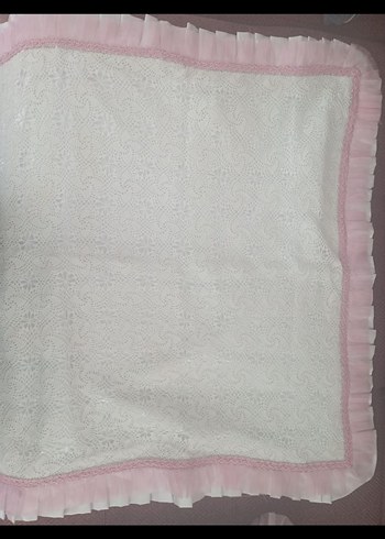 Pembe Nakışlı Fırfırlı Yastık Kılıfı Seti el işi - Görsel 3