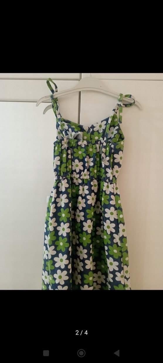 Yeşil Çiçek Desenli Bohem Uzun Elbise - Görsel 2