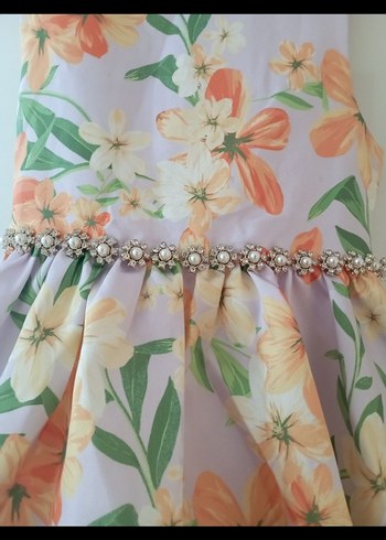 Çiçek Desenli Kız Çocuk Askısız Elbise - Görsel 5