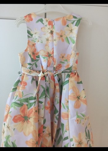 Çiçek Desenli Kız Çocuk Askısız Elbise - Görsel 3