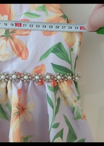 Çiçek Desenli Kız Çocuk Askısız Elbise - Görsel 6