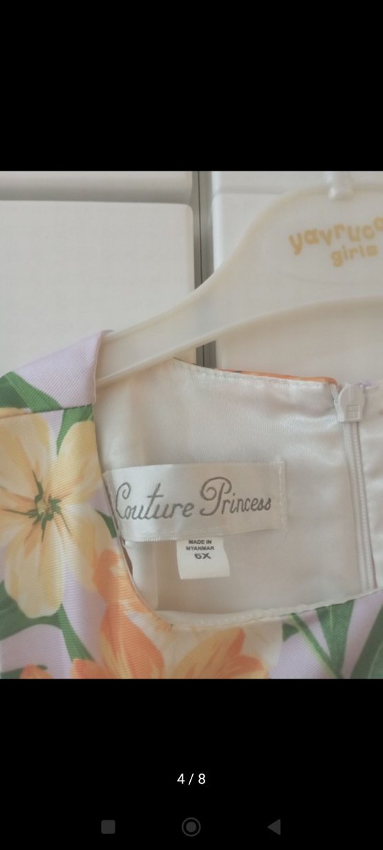 Çiçek Desenli Kız Çocuk Askısız Elbise - Görsel 4