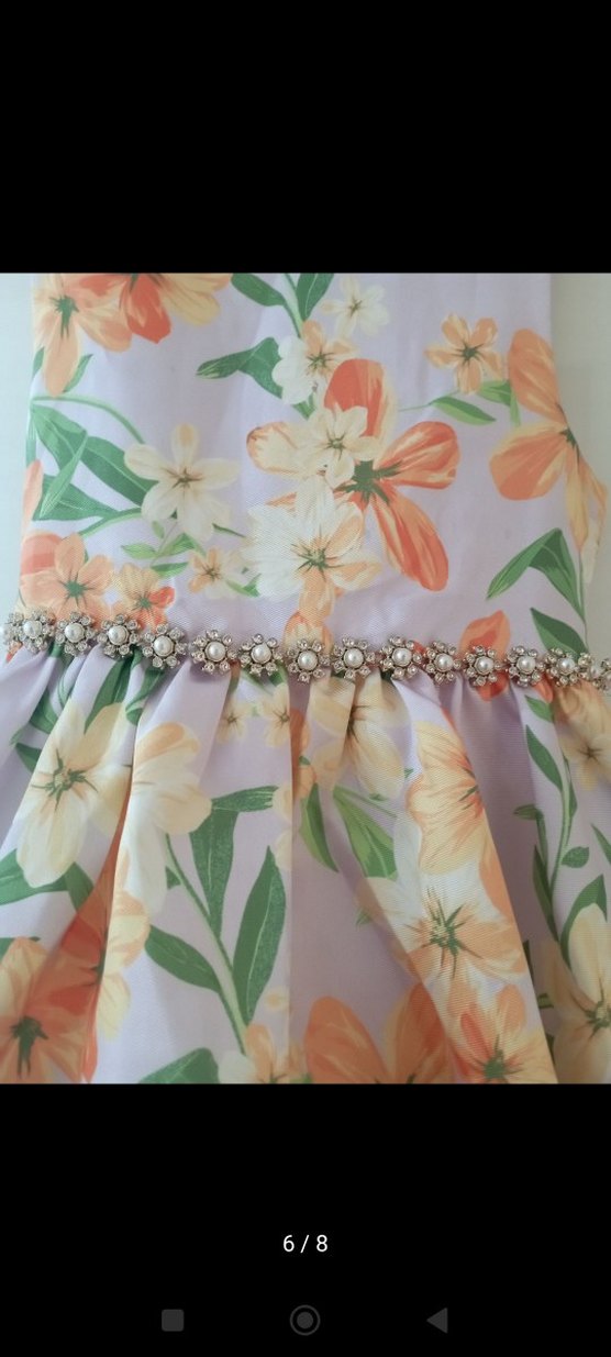 Çiçek Desenli Kız Çocuk Askısız Elbise - Görsel 5