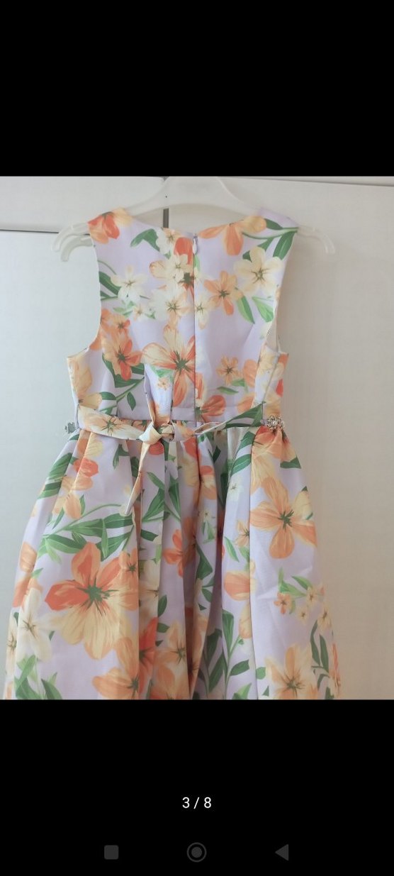 Çiçek Desenli Kız Çocuk Askısız Elbise - Görsel 3