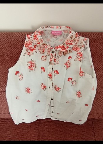 Nakışlı, düğmeli, beyaz kız çocuk yeleği ve eteği - Görsel 3