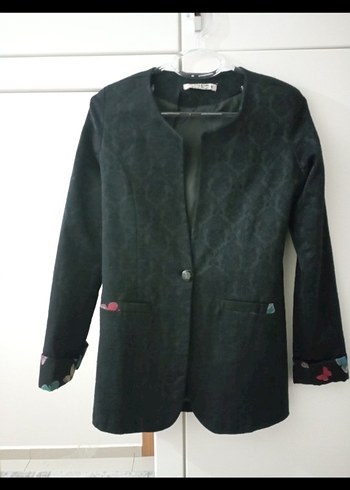 Siyah Düğmeli Midi Kadın Blazer Ceket - Görsel 2