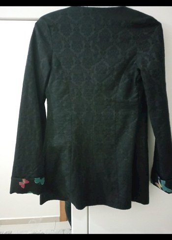 Siyah Düğmeli Midi Kadın Blazer Ceket - Görsel 4