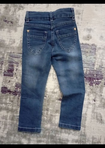 Nakışlı ve Pullu Mavi Kız Kot Pantolon - Görsel 2