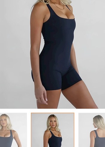 lacivert Kadın Mini Spor Tulum - Görsel 2