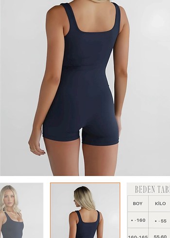 lacivert Kadın Mini Spor Tulum - Görsel 3