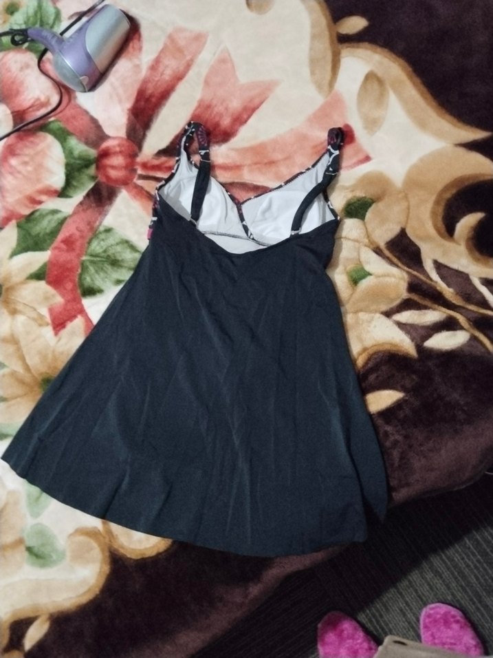 Pembe Siyah Desenli Kemerli Midi Mayo - Görsel 3