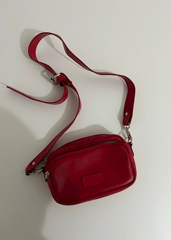 Kırmızı Deri Kadın Bel Çantası - Görsel 2