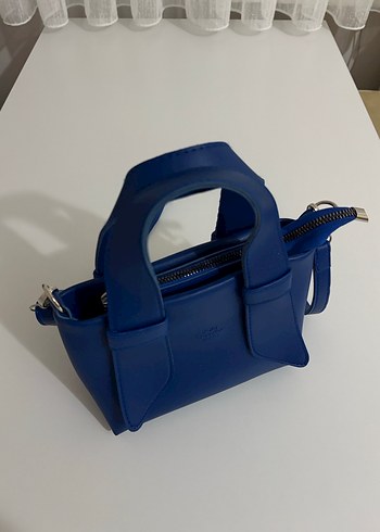 Mavi Deri Kadın El Çantası - Görsel 2