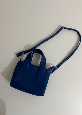Mavi Deri Kadın El Çantası - Görsel 3