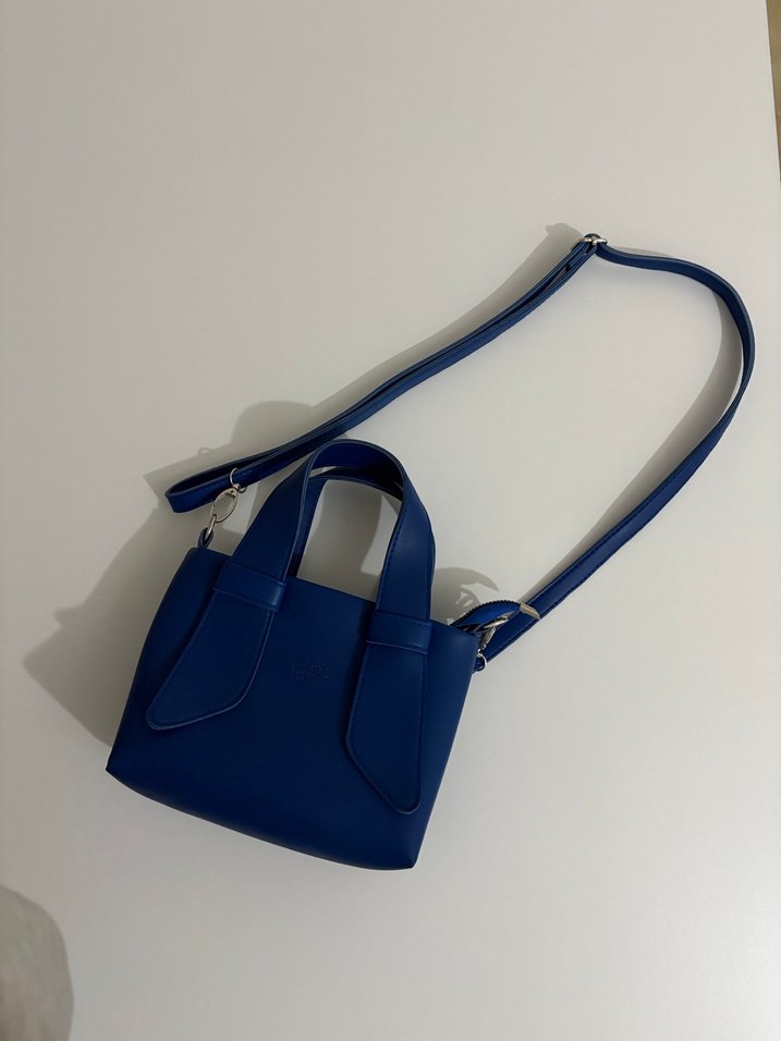 Mavi Deri Kadın El Çantası - Görsel 3