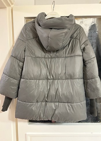 Gri Yüksek Yakalı Kadın Kışlık Mont - Görsel 3