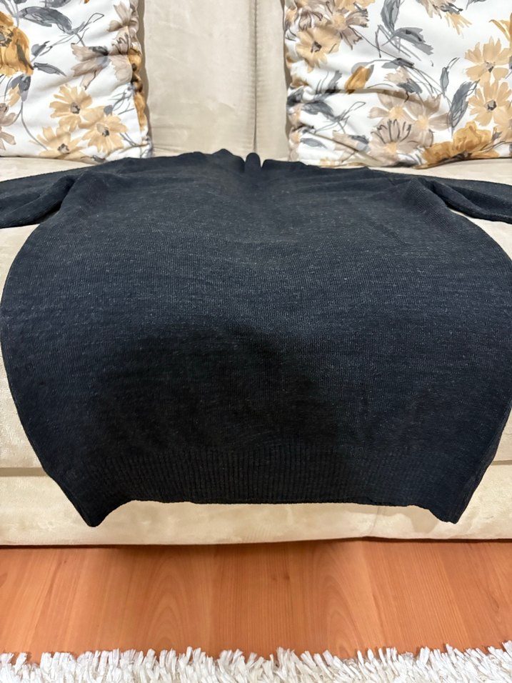 Gri Kadın Boğazlı Örgü Yün Kazak - Görsel 2