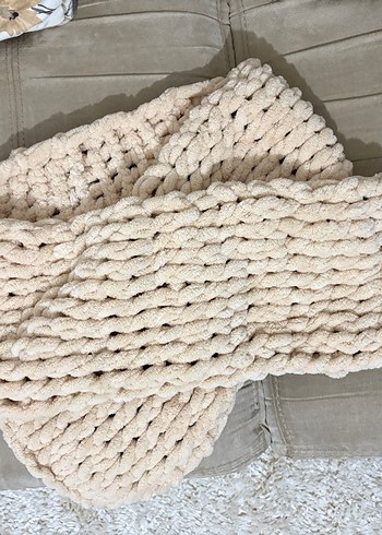 Kadın Örgü Bej Atkı - Görsel 3