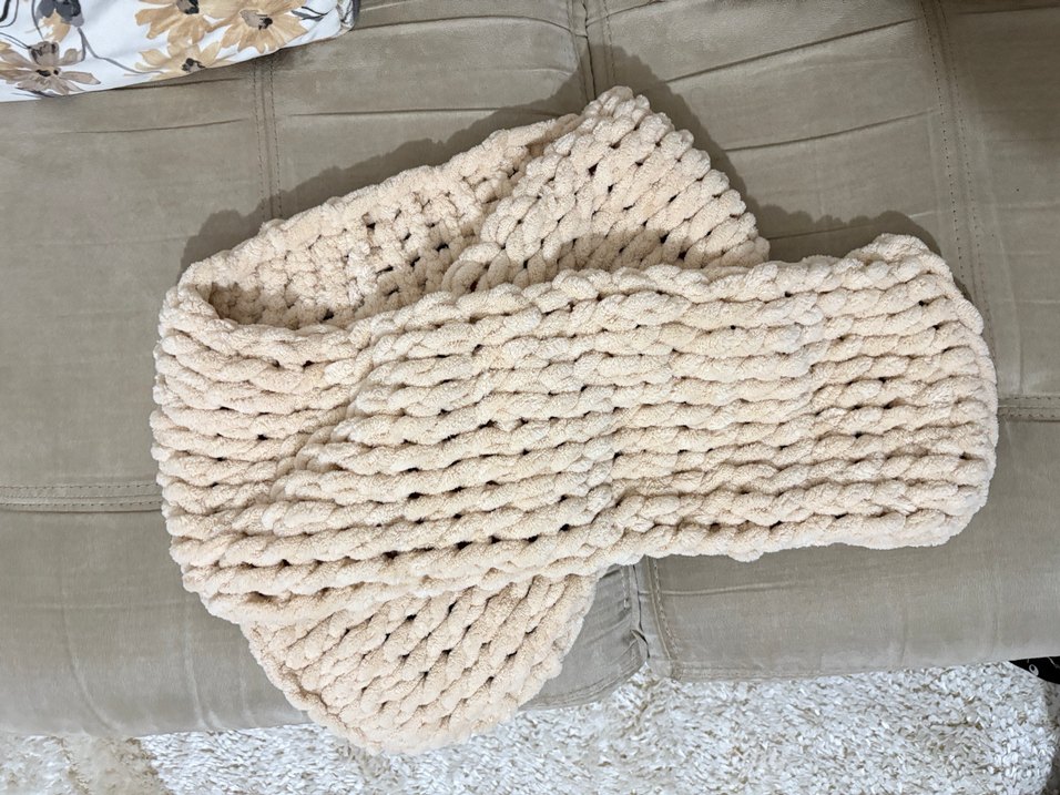 Kadın Örgü Bej Atkı - Görsel 3