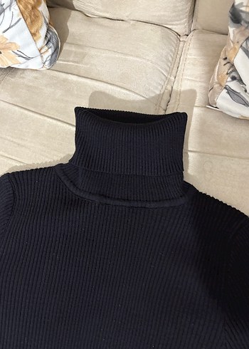 Siyah İnce Örgü Balıkçı Yaka Kadın Kazak - Görsel 2