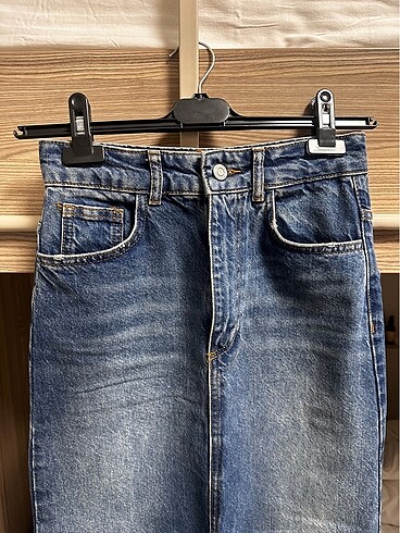 Zara Denim etek yüksek bel maxi