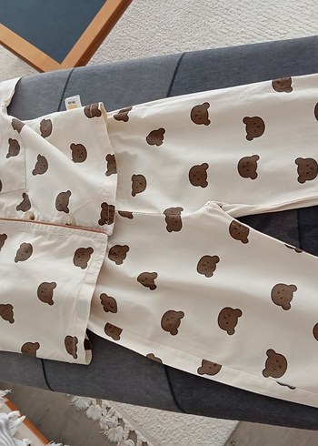 Baskılı Kahverengi bebek pijama