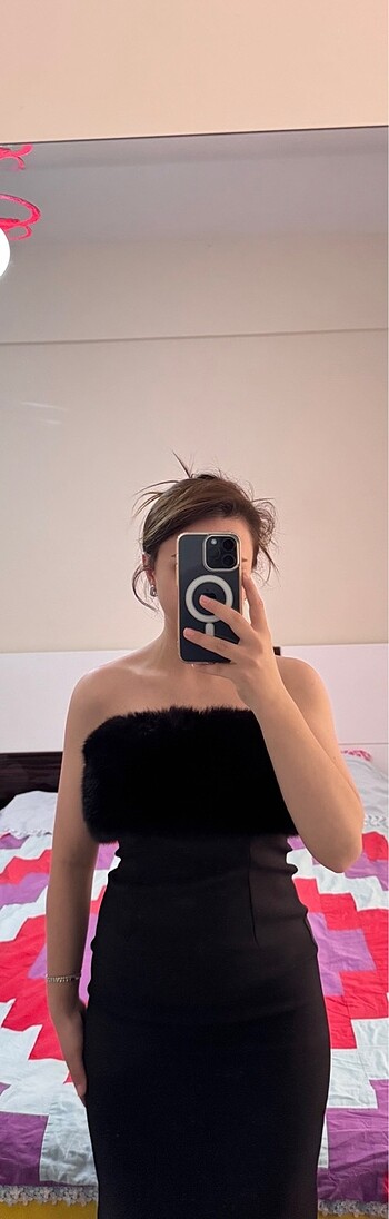 Zara Zara suni kürk midi elbise