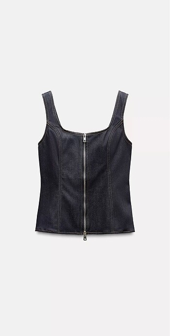 s Beden Zara fermuarlı denim top